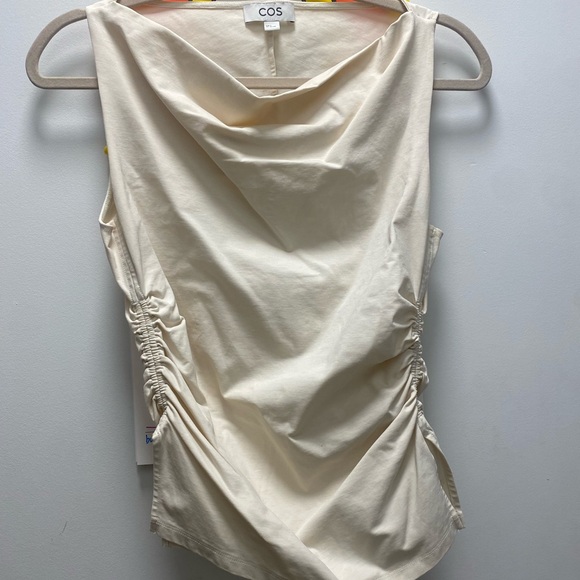COS cowl neck gathered sleeveless top white - Picture 4 of 5